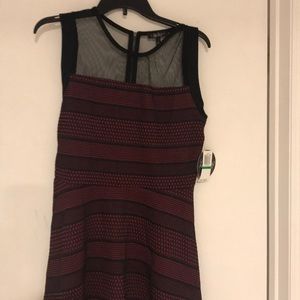 Wine and Black Fit and Flare Dress